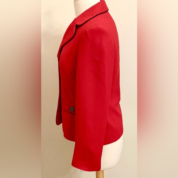 Jones New York Suit Separates Vintage Red Black Button Lined Blazer Jacket SZ 4 - Picture 7 of 13